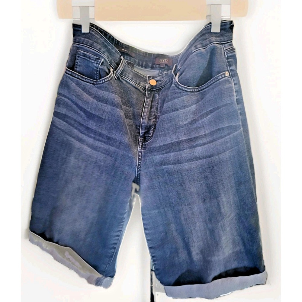 NYDJ Briella Bermuda Shorts Women's 14 Blue Denim Lift Tuck Not Your Daughters